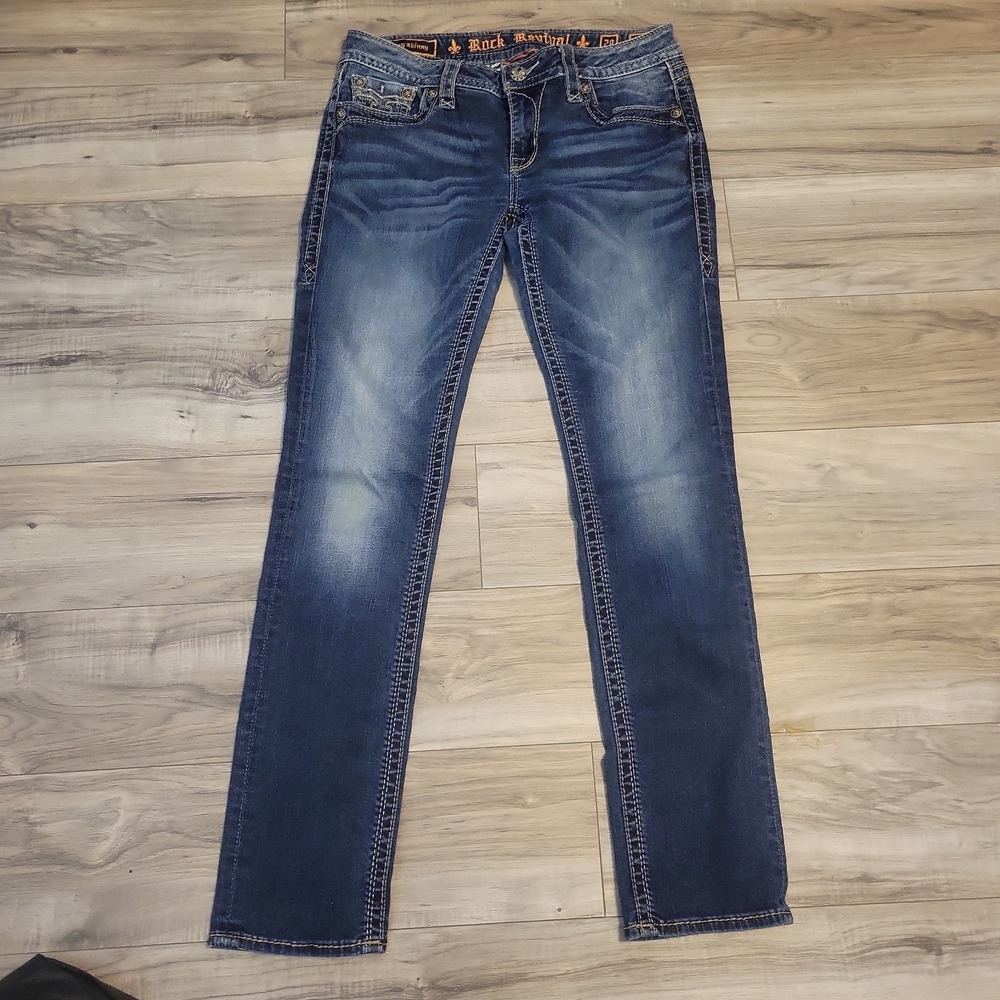 Rock Revival Jeans Womens 29 Blue Alivia Skinny Stretch Distressed Denim Pants